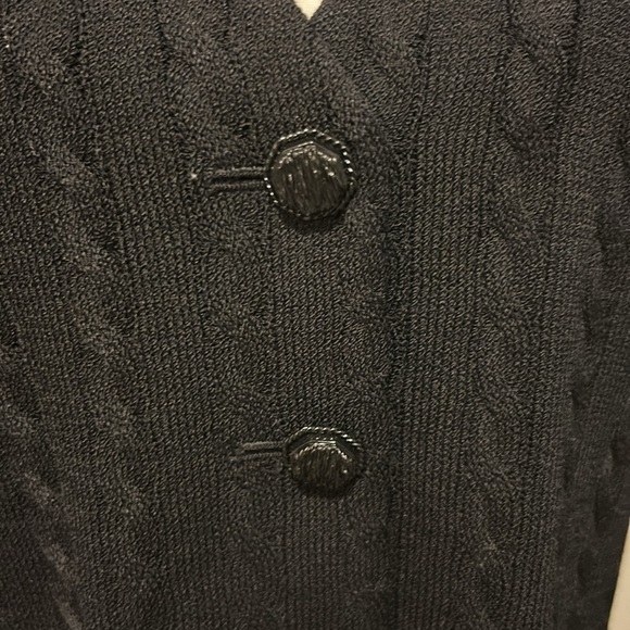 St John Collection by Marie Gray | Black Cable Knit Button Down | 8 - Picture 6 of 17